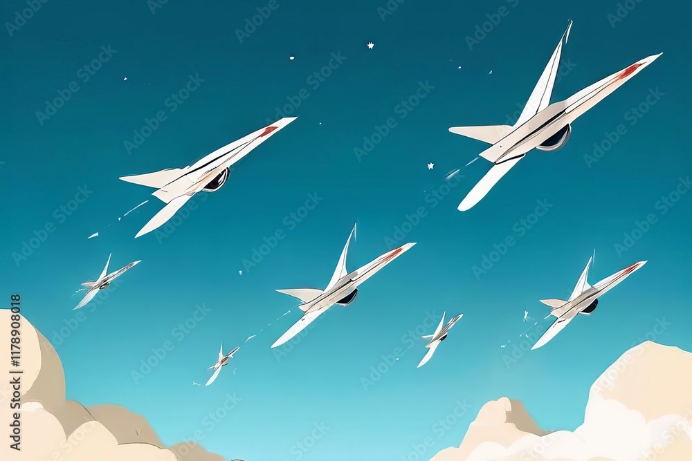 Fototapeta premium 66 illustration paper planes