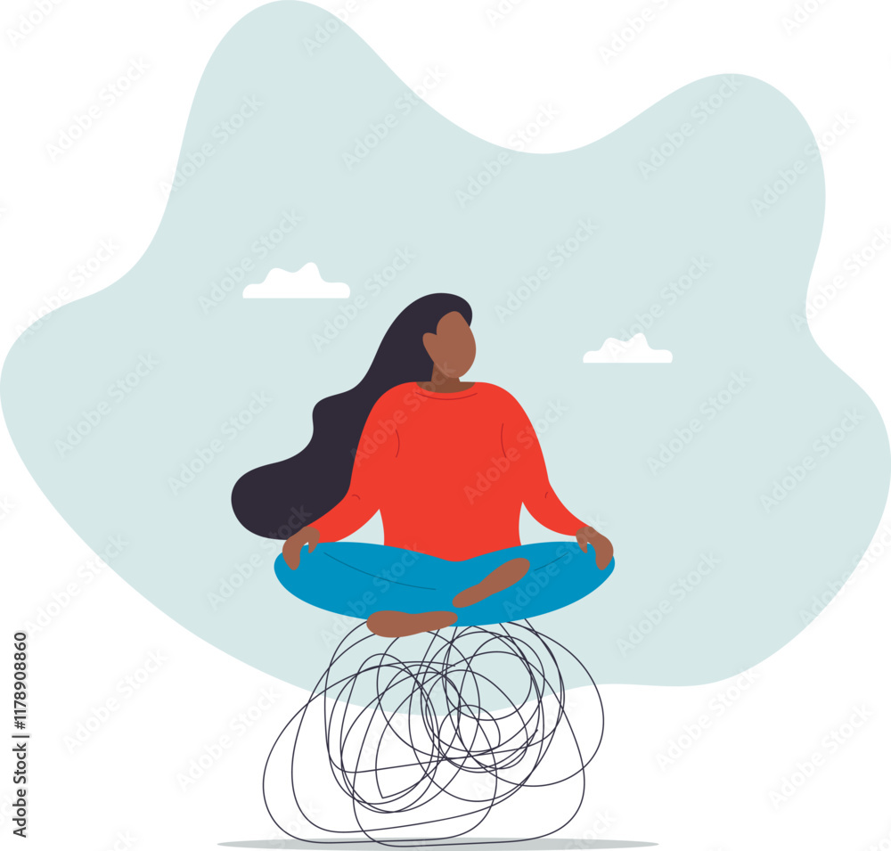 Stress management, meditation or relaxation to reduce anxiety,business concept.flat character. Stress management, meditation or relaxation to reduce anxiety,business concept.flat character.