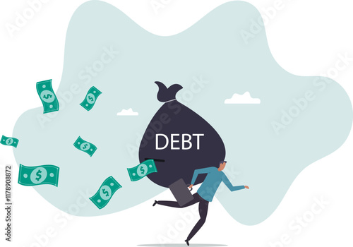 Debt burden, financial obligation or loan payment, heavy load of money failure,business concept.flat character.
