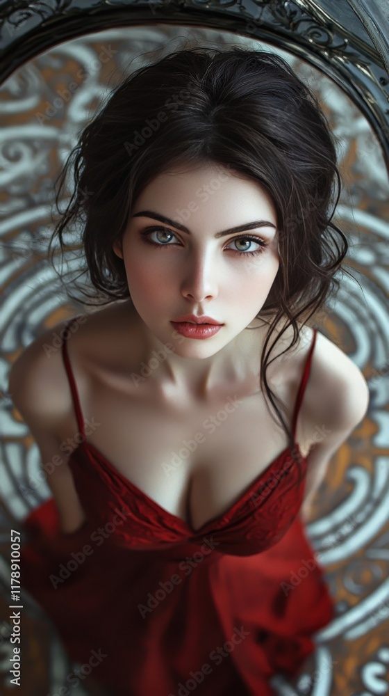 Elegant Portrait of Woman in Red Dress Elegant Portrait of Woman in Red Dress