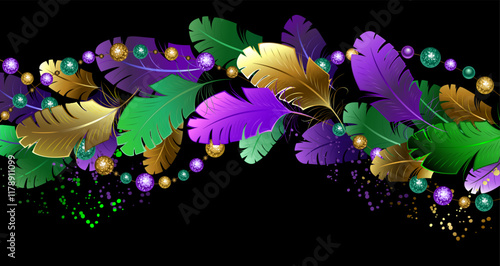 Mardi gras feather border