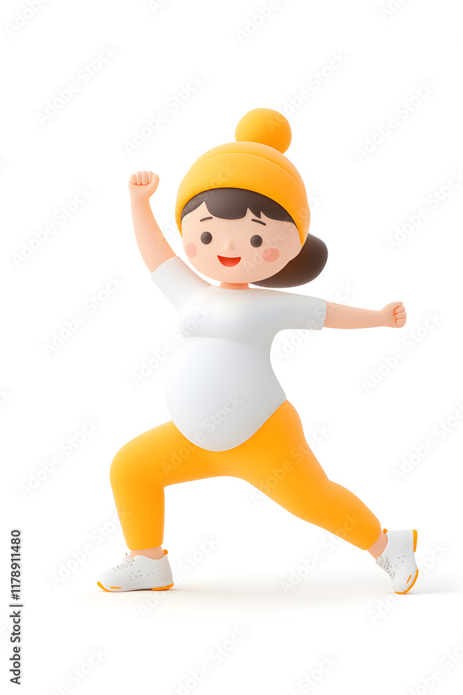 3d happy cartoon pregnant woman in in sportswear, isolated on plain white background 3d happy cartoon pregnant woman in in sportswear, isolated on plain white background