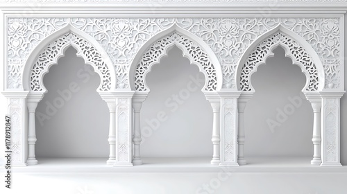 White Architectural Archway With Intricate Floral Design