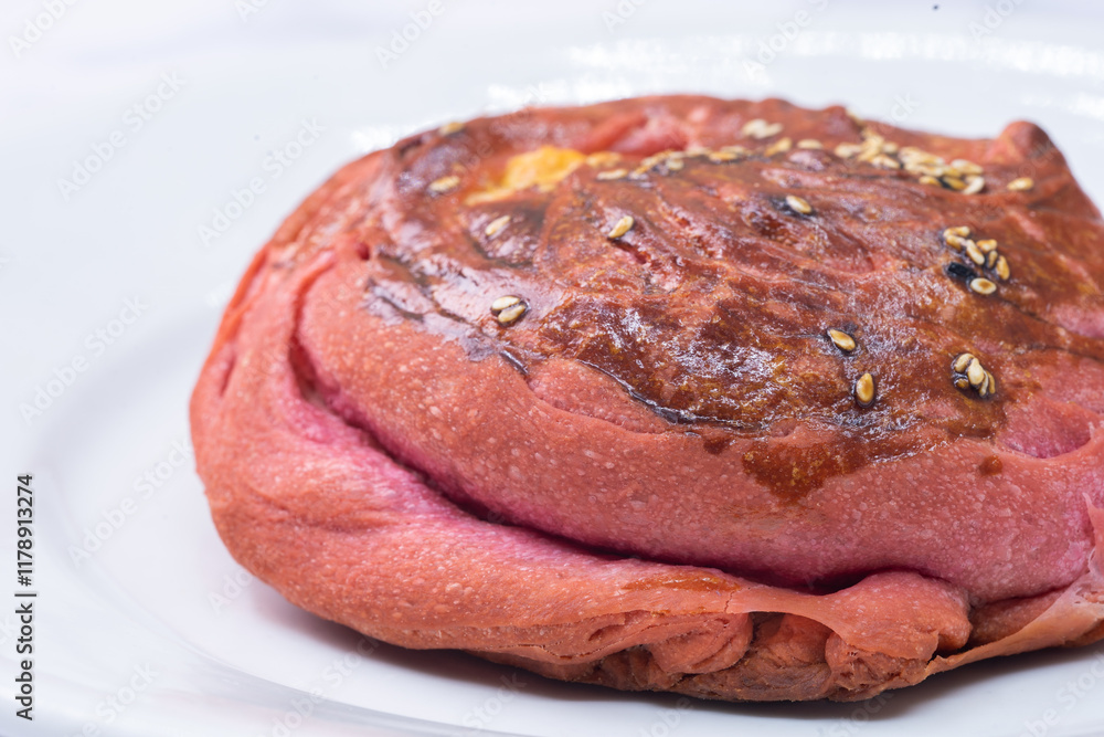 Obraz premium Turkish pastry. Filled pastry baked in the oven. Handmade filling.
