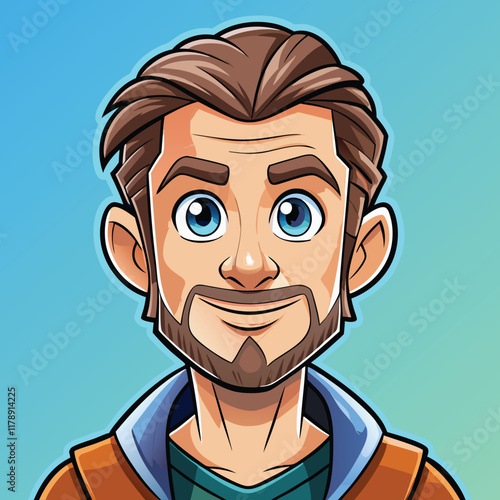 Bold and colorful portrait of a male character in stylized fantasy clothing, ideal for games, stories, or animated visual projects