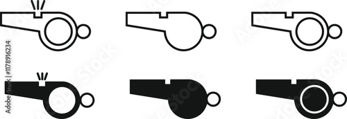 Whistle icon set. Vector graphic illustration. Suitable for website design, logo, app, template,