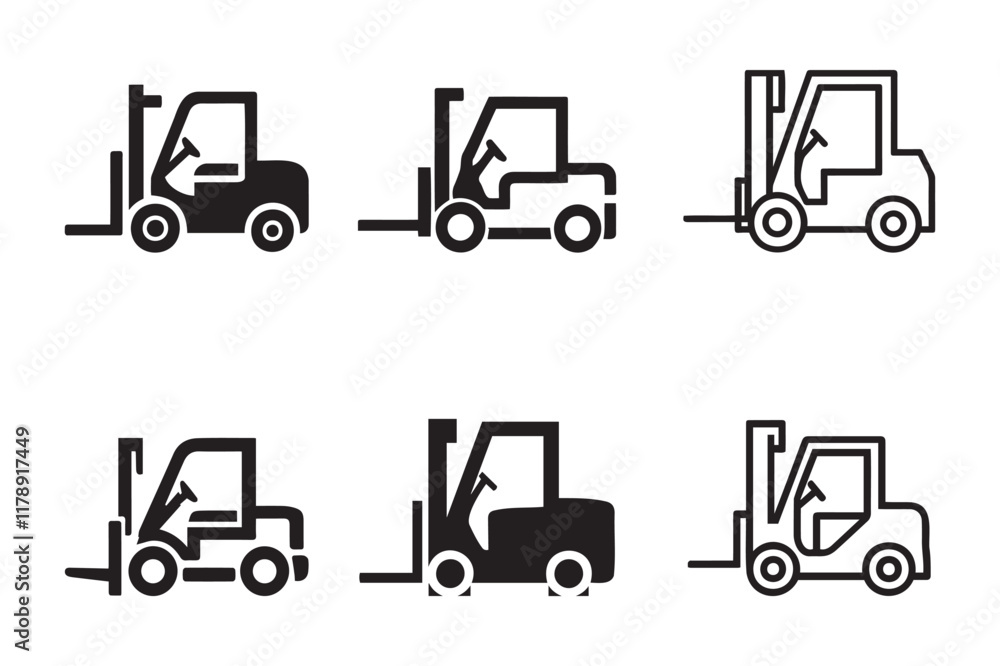 Naklejka premium Forklift icon or forklift truck icon vector isolated. Best forklift icon for forklift symbol needs, warehousing, distribution processes and others