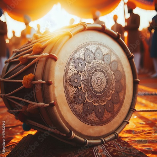 69 Baisakhi Dhol A close up shot of the traditional Dhol drum du photo