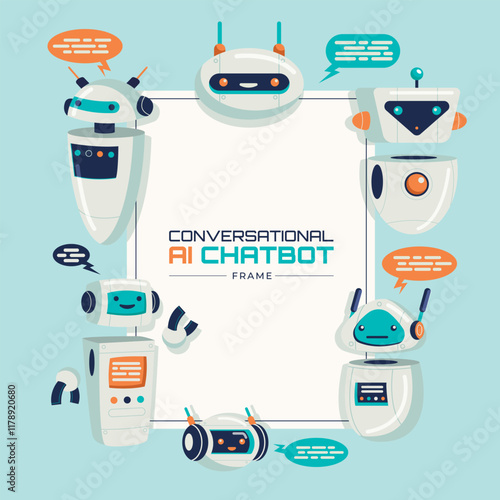 Flat conversational ai chatbot frame background