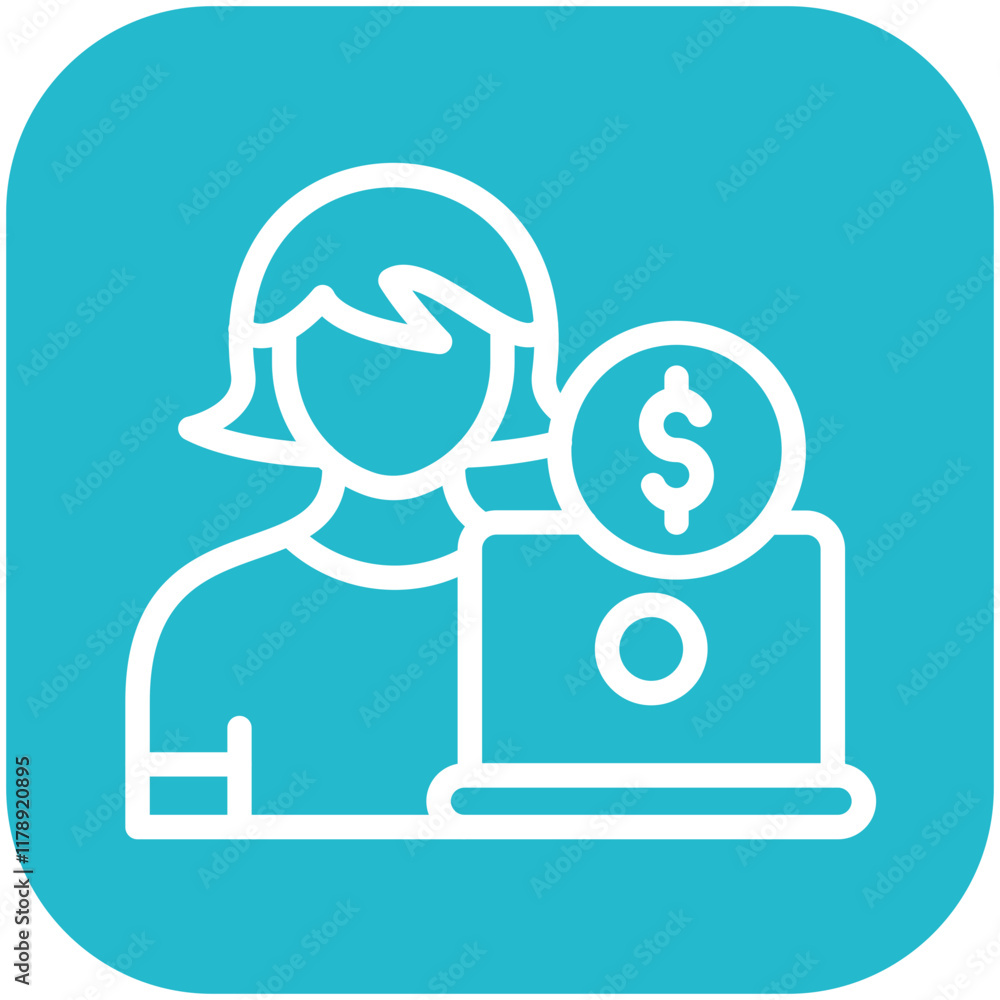 Freelancer Female vector icon illustration of Gig Economy iconset. Freelancer Female vector icon illustration of Gig Economy iconset.