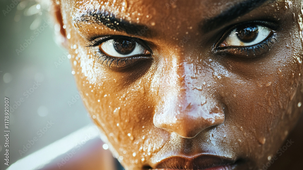 A close-up of a runnerâs face mid-race, sweat glistening on their skin and determination etched into their expression. A close-up of a runnerâs face mid-race, sweat glistening on their skin and determination etched into their expression.