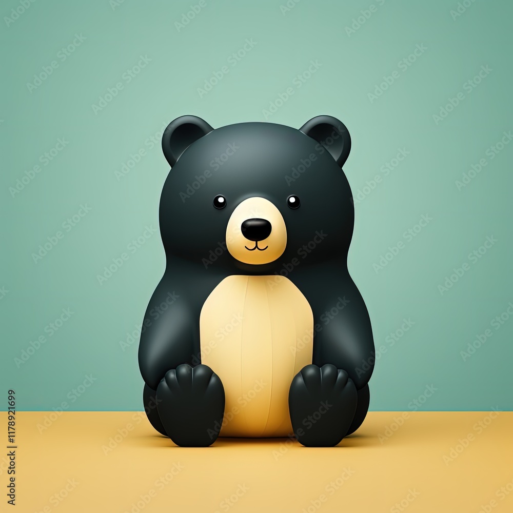 Minimalist Graphic Design of a Bear in Black and White Style Minimalist Graphic Design of a Bear in Black and White Style