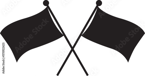 Crossed black flags color guard flags svg vector cutfile for circuit, silhouette photo