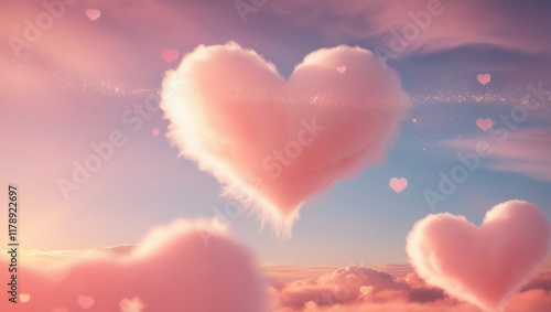 Heart of clouds. Heart-Shaped Cloud in a Magical Sunset Sky. Valentine's Day or Wedding Banner. Greeting card, Valentine's Day or Wedding Invitation.