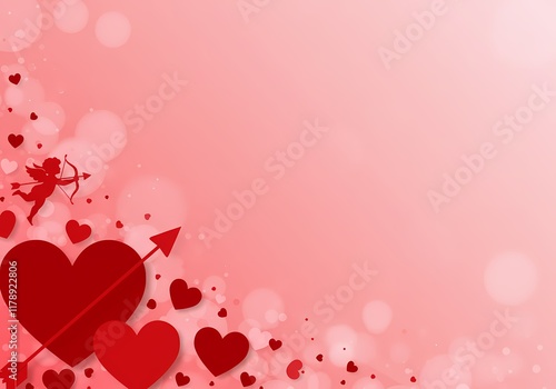 Romantic Valentine s Day Background Hearts Cupid Arrow Pink Love Romance Celebration photo