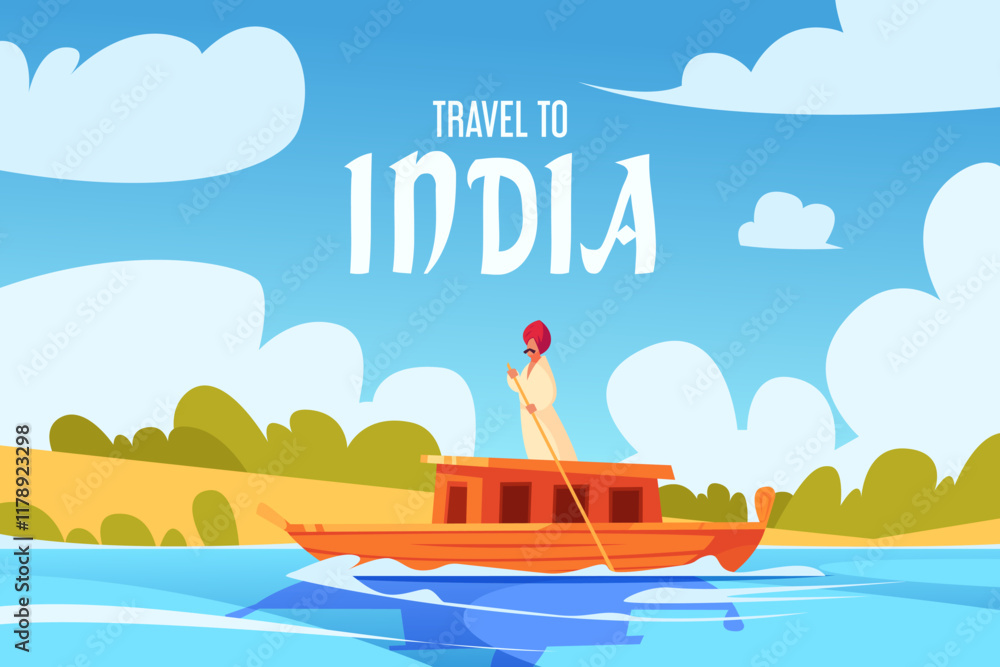 Naklejka premium Gradient india travel background with text