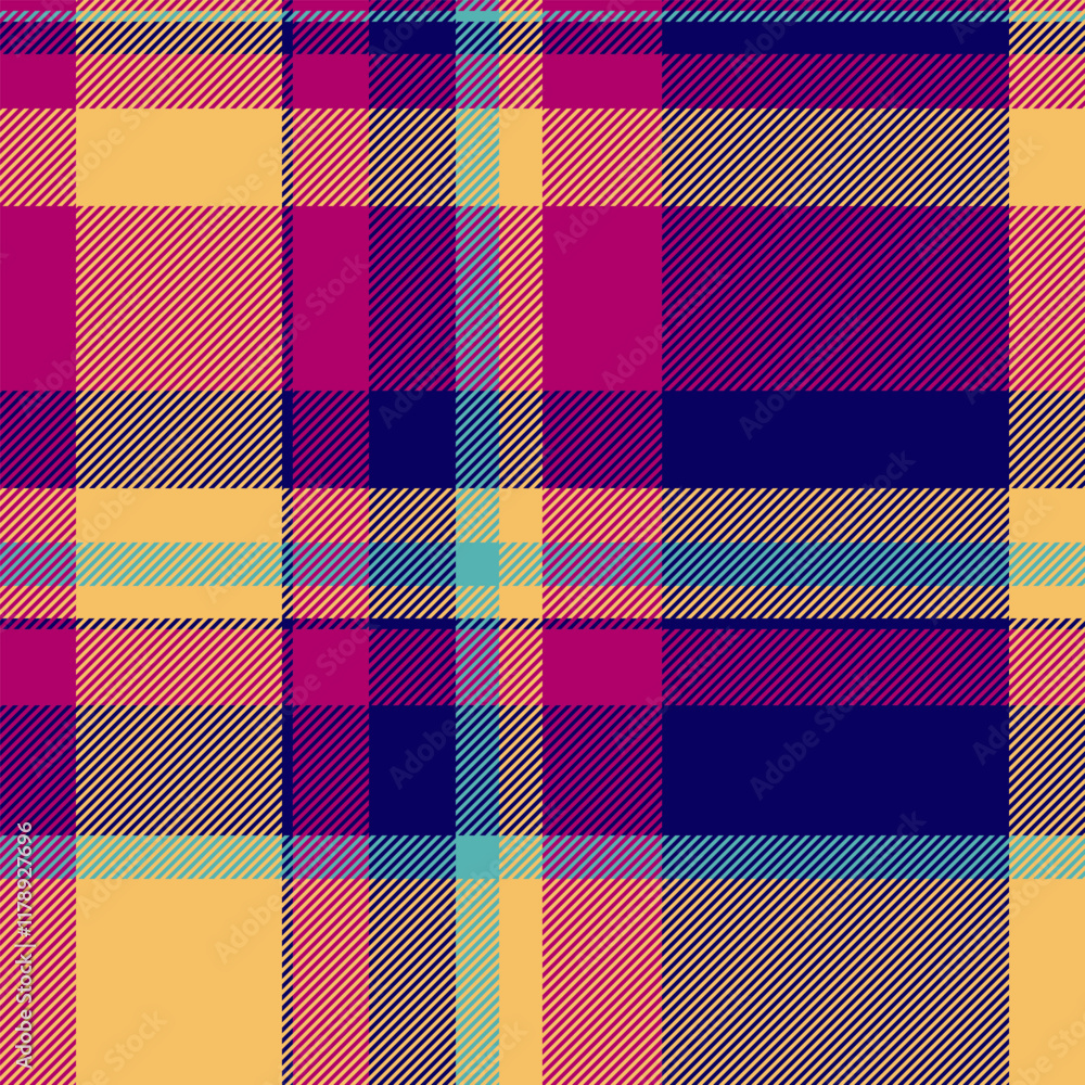 Rug plaid pattern texture, craft fabric background tartan. Oilcloth vector textile check seamless in indigo and amber colors. Rug plaid pattern texture, craft fabric background tartan. Oilcloth vector textile check seamless in indigo and amber colors.