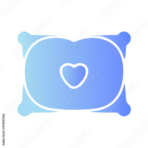 Blue and purple abstract pillow design with a heart shape.