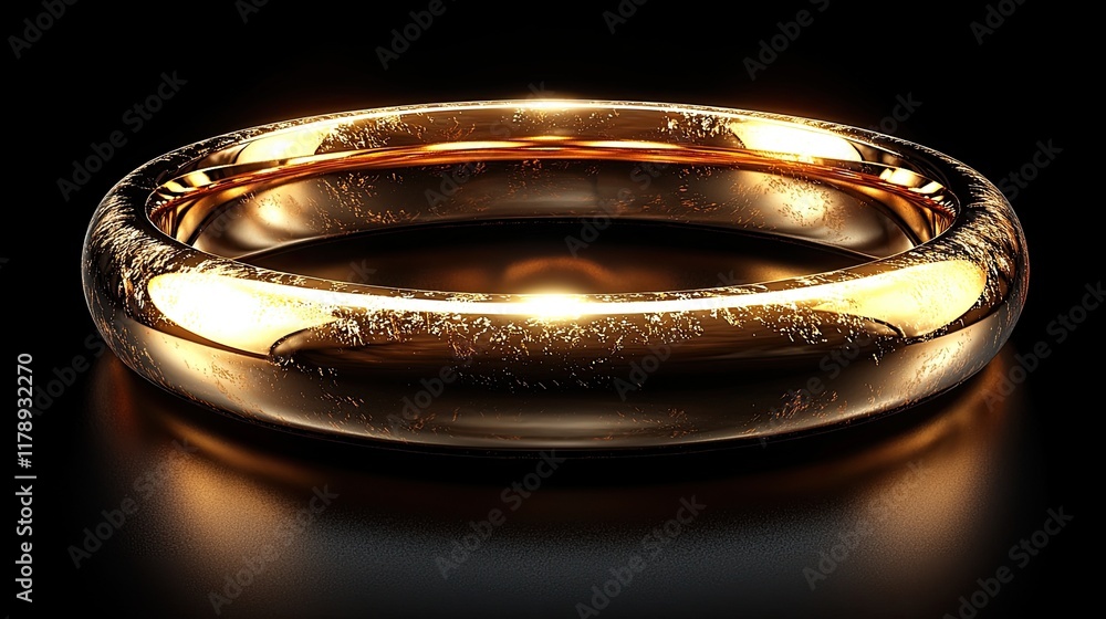 Golden ring on dark surface, studio shot. Golden ring on dark surface, studio shot.