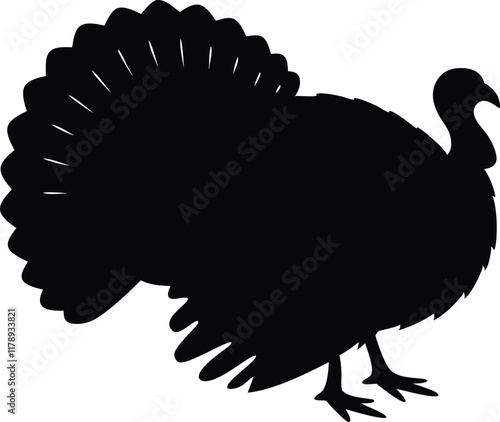 turkey silhouette vector, Turkey cock bird animal silhouette, thanksgiving turkey  photo