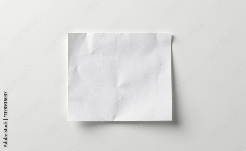 A close-up of a wrinkled piece of white paper with a slightly peeling edge, isolated on a clean white backgroun A close-up of a wrinkled piece of white paper with a slightly peeling edge, isolated on a clean white backgroun