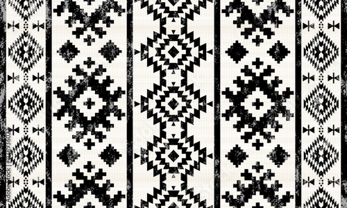 Navajo tribal vector pattern. Native American ornament. Ethnic South Western decor style. Boho geometric ornament. Ikat embroidery blanket, rug. Woven carpet. Mexican fabric fashion.