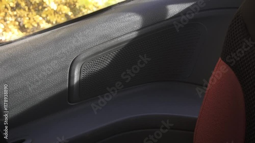 Close up speaker in the rear trim of the car
