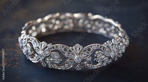 Cushioncut diamond bracelet with delicate filigree accents photo