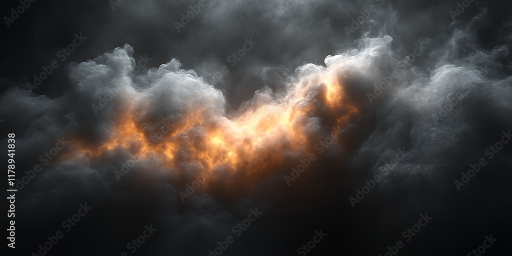 Dramatic cloudscape with fiery orange glow. Dramatic cloudscape with fiery orange glow.