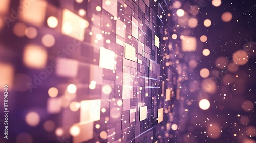 Wallpaper Mural Abstract Purple Grid With Glowing Lights and Bokeh Torontodigital.ca