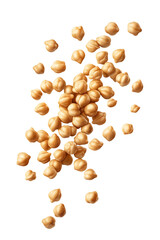 Realistic chickpeas falling on transparent background, png clipart for food packaging, cooking, cuisine, recipe and culinary design