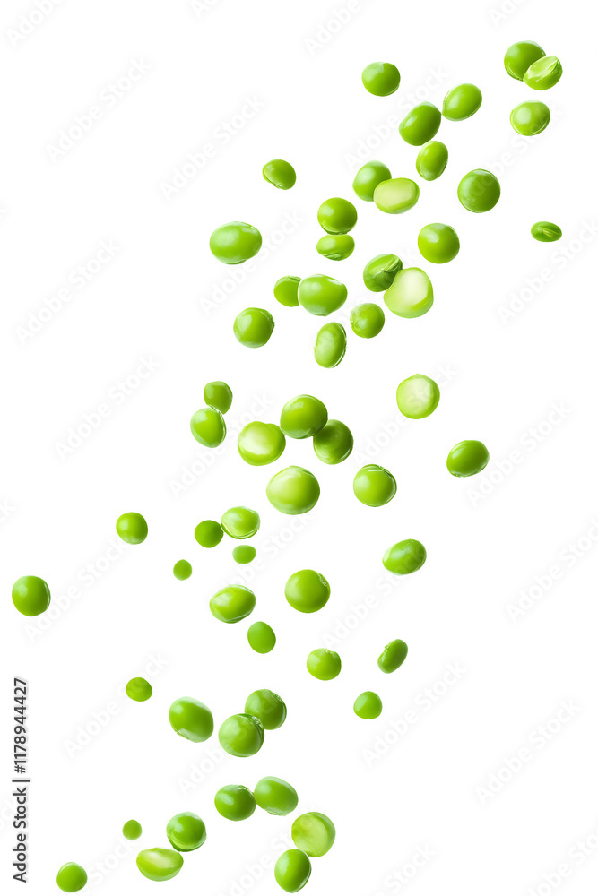 Green peas falling on transparent background, isolated clipart design element for food and product commercial, advertisement presentations Green peas falling on transparent background, isolated clipart design element for food and product commercial, advertisement presentations