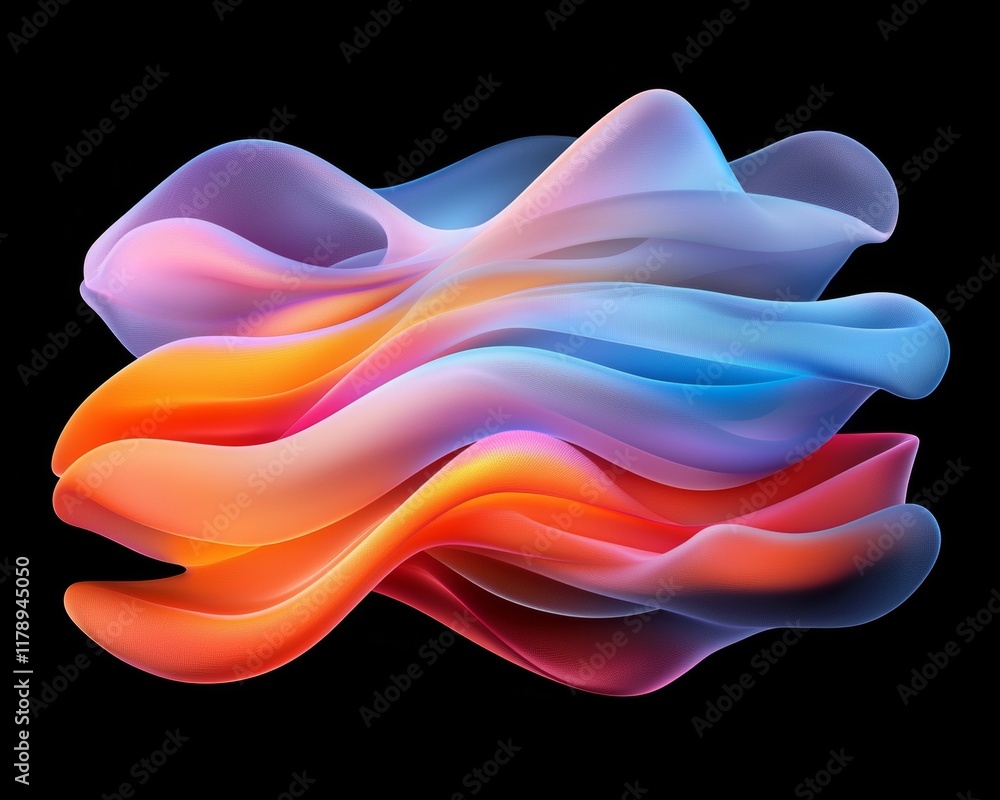 Obraz premium Abstract Colorful Waves Fluid Dynamic Design 3D Render Vibrant Hues Swirling Motion Digital Art
