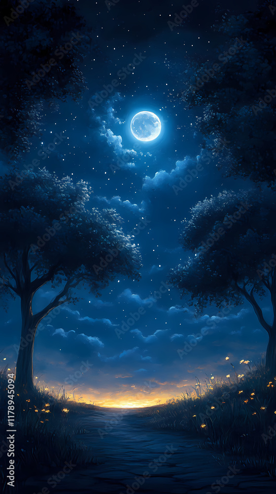Fototapeta premium Enchanted Midnight Cloudscape: HD Phone Wallpaper