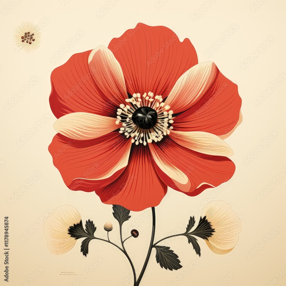 Obraz premium Simple and Elegant Minimalist Graphic Design of a Flower