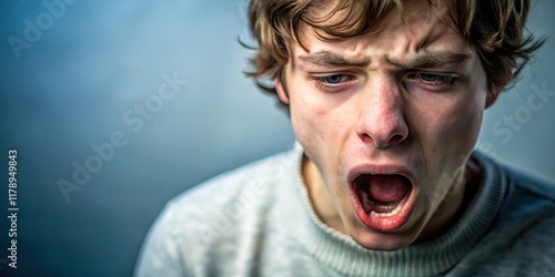 Close-up of a person with Tourette syndrome experiencing uncontrollable tics, tourette syndrome photo