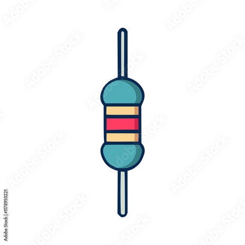 resistor electronic part flat color vector illustration template design