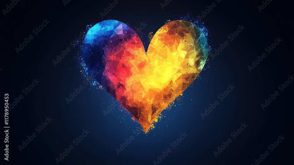 Abstract Colorful Heart: A Polygonal Love Symbol Abstract Colorful Heart: A Polygonal Love Symbol