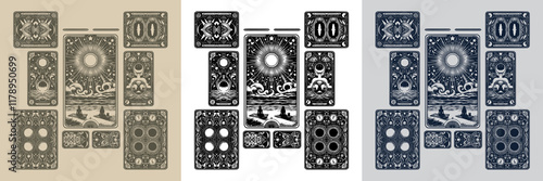 geometric beach tattoo design for playing cards