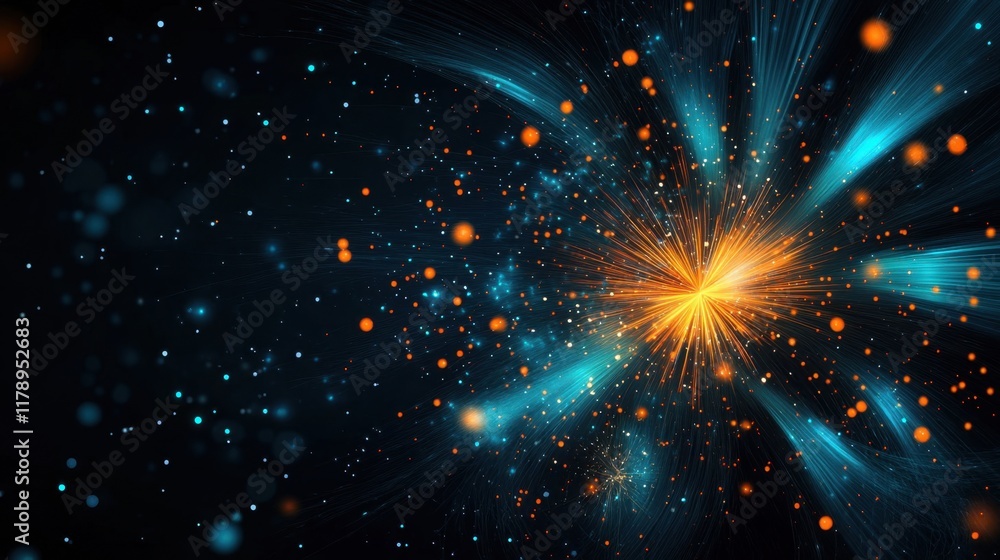 Fototapeta premium Vibrant Abstract Cosmic Explosion with Bright Light and Colorful Sparks