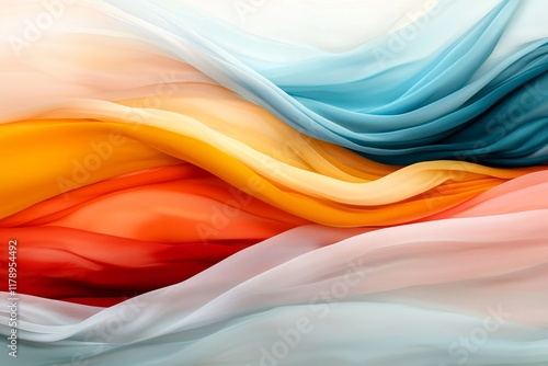 Abstract Colorful Silk Fabric Waves Swirling Texture Background Pastel and Vibrant Hues