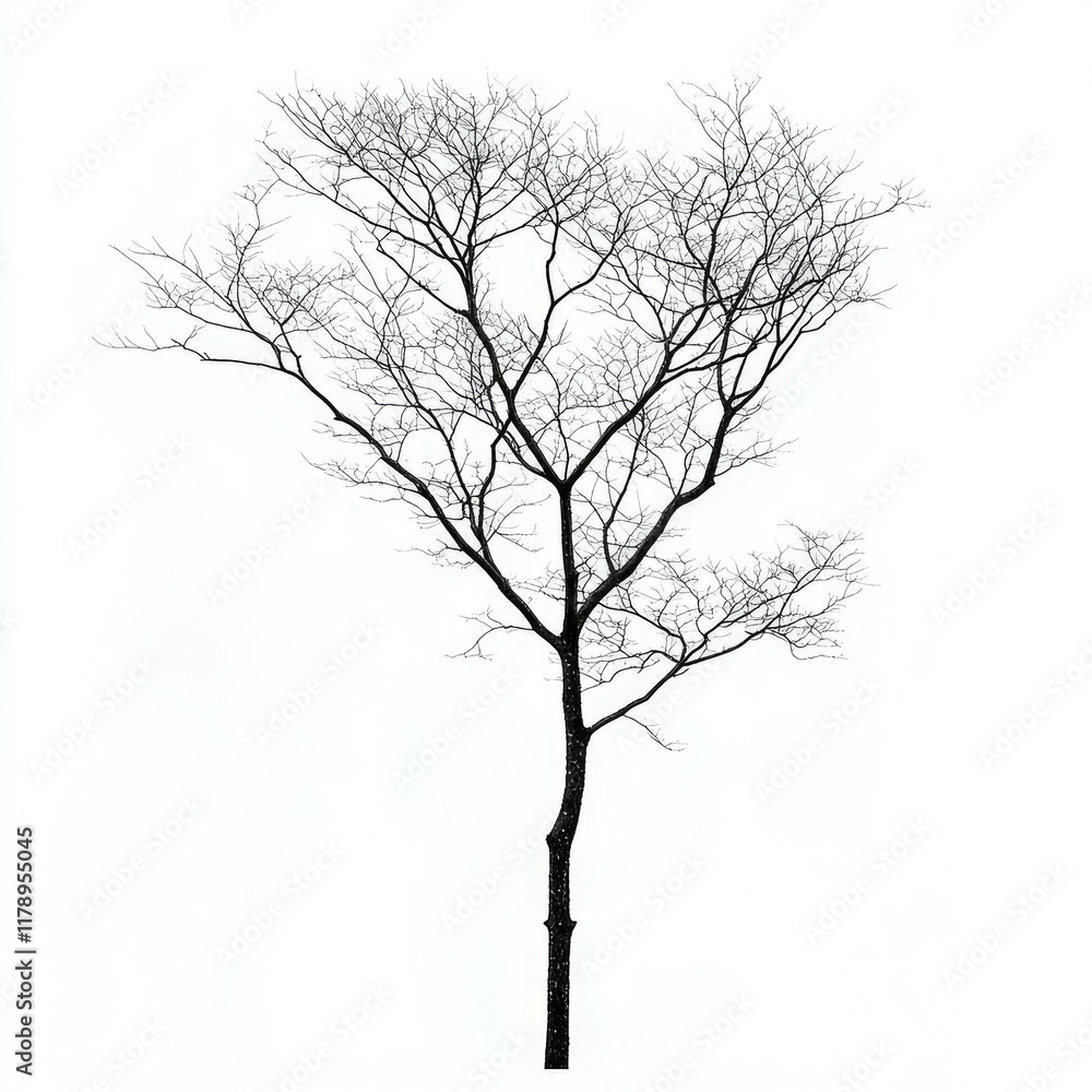 Stark Winter Tree Silhouette: A Monochrome Nature Photograph Stark Winter Tree Silhouette: A Monochrome Nature Photograph