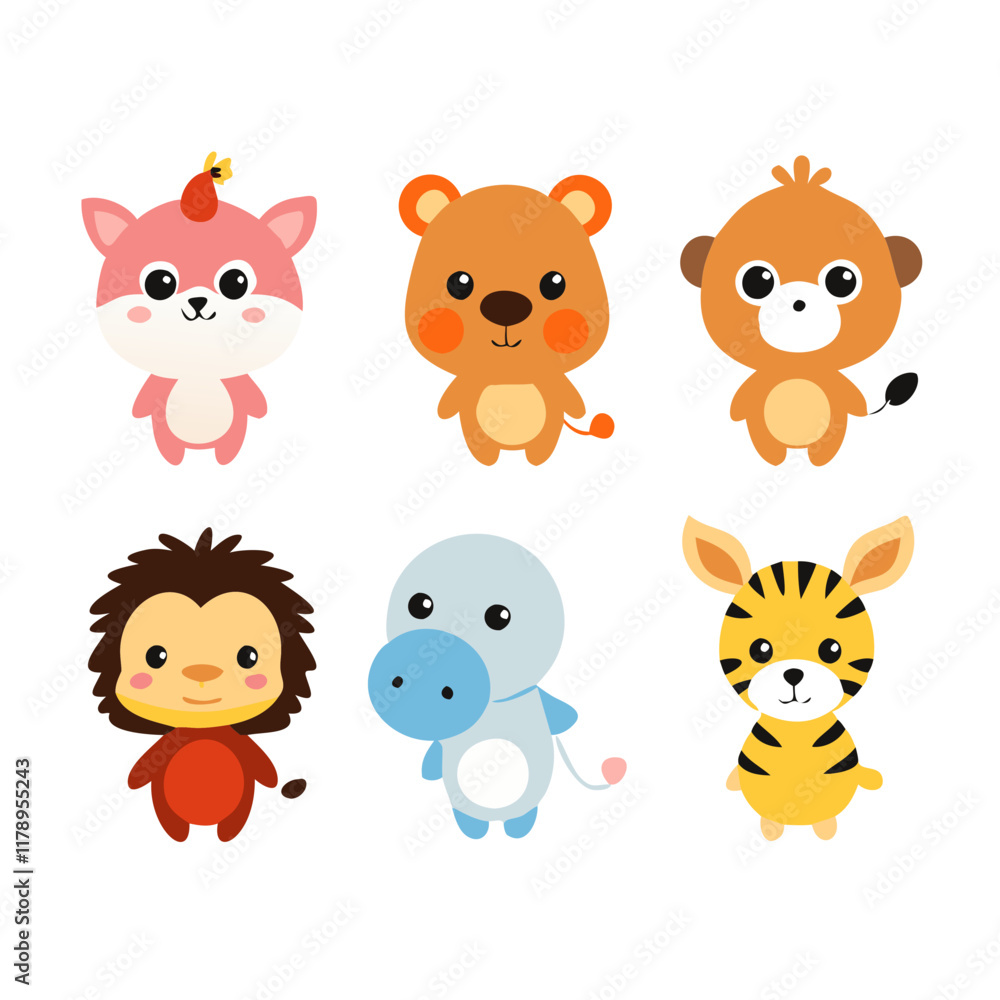 Adorable Animal Face Vector Illustration Adorable Animal Face Vector Illustration