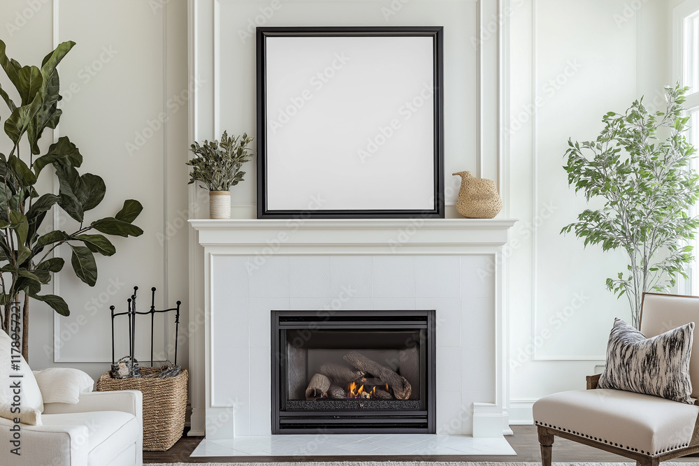 Stylish Frame Mockups Paired with Fireplaces Stylish Frame Mockups Paired with Fireplaces