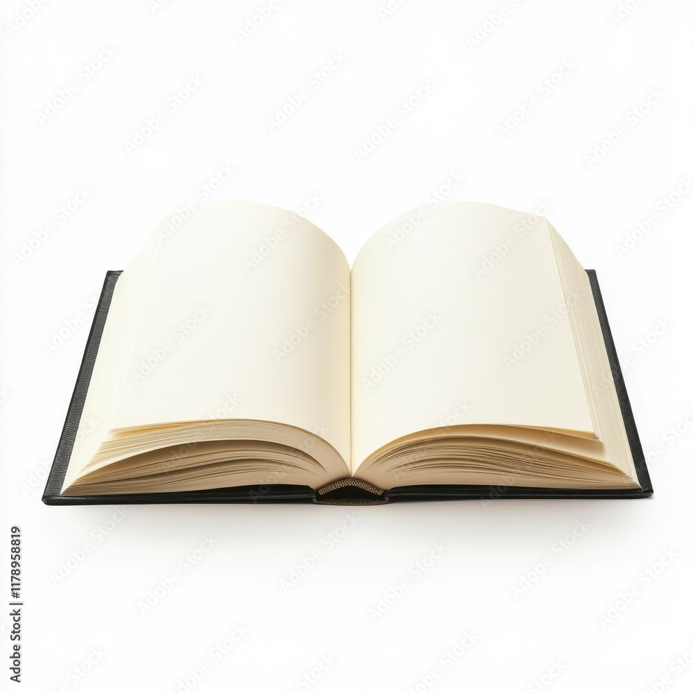 Blank book open on a table inviting creativity and writing during the day in a minimalist setting Blank book open on a table inviting creativity and writing during the day in a minimalist setting