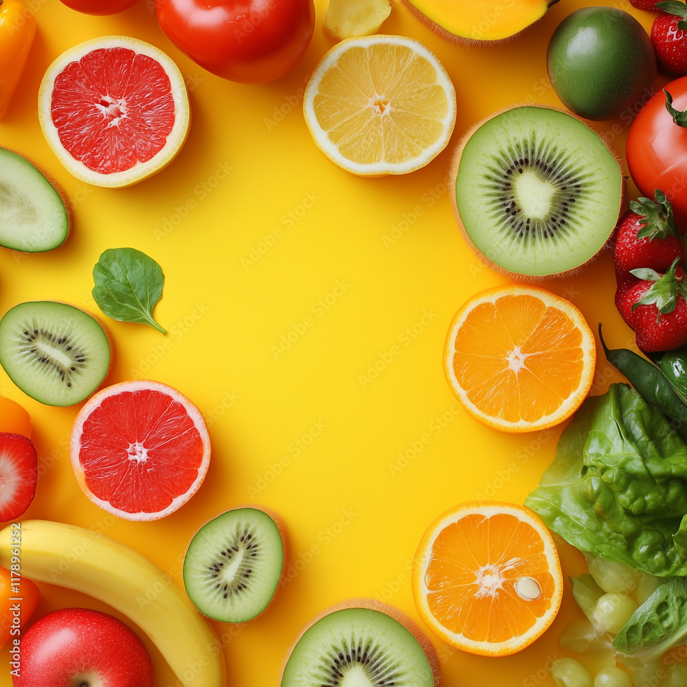 Healthy snack, healthy food for kids, fruit and vegetable background Healthy snack, healthy food for kids, fruit and vegetable background
