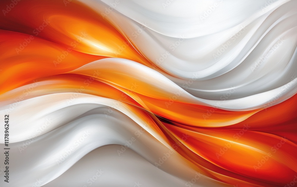 Naklejka premium Abstract Orange and White Swirling Waves Dynamic Fluid Design Modern Art Background