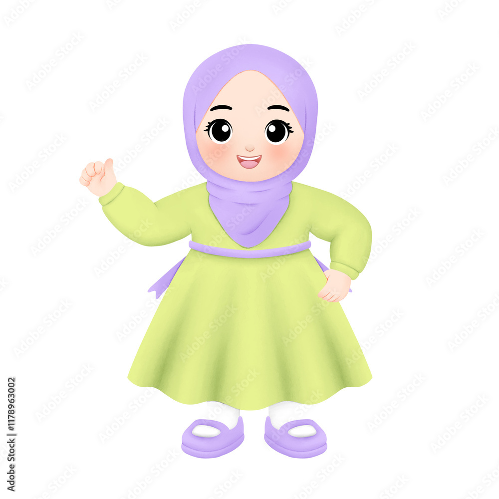 happy muslim girl ramadhan in watercolor illustration happy muslim girl ramadhan in watercolor illustration