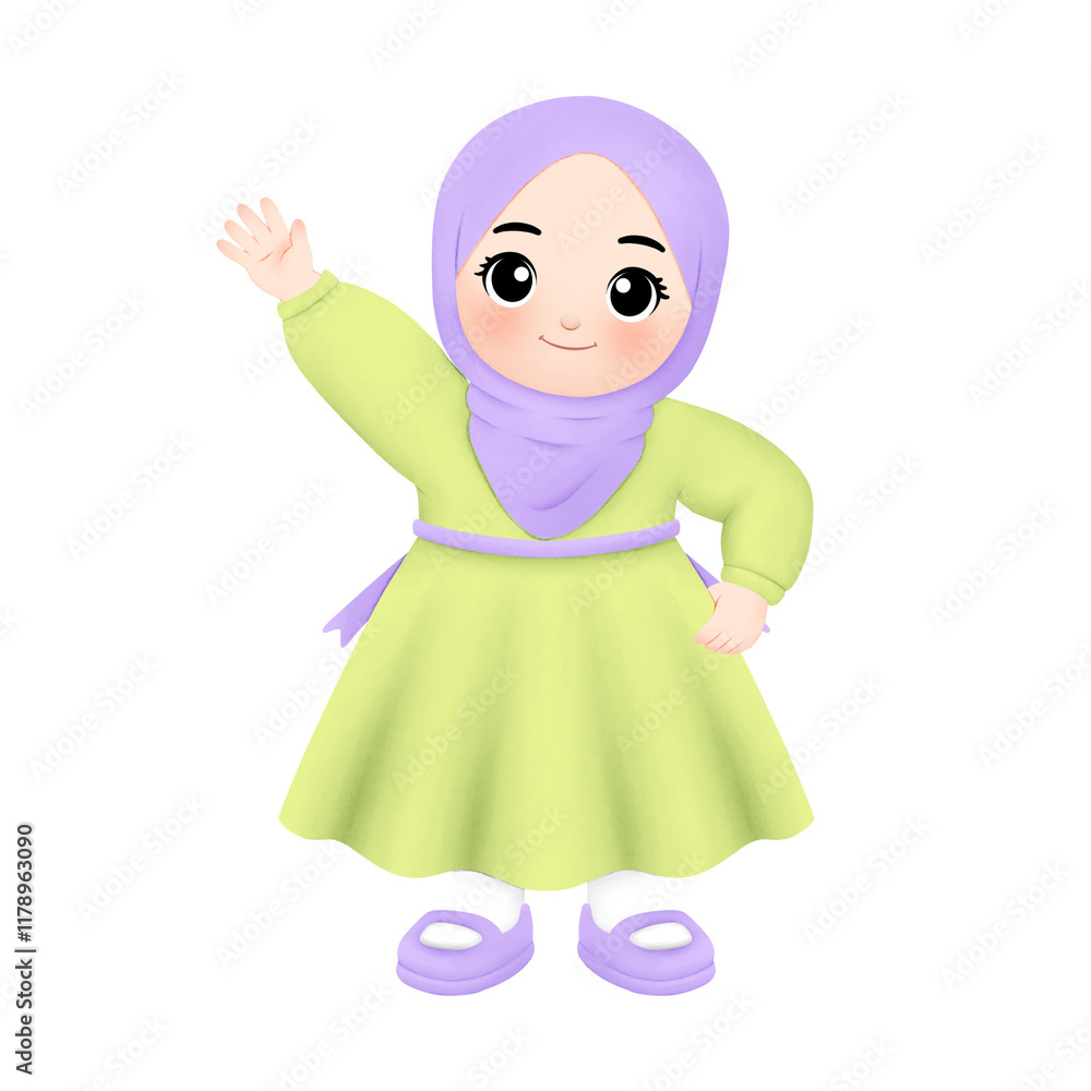 happy muslim girl ramadhan in watercolor illustration happy muslim girl ramadhan in watercolor illustration