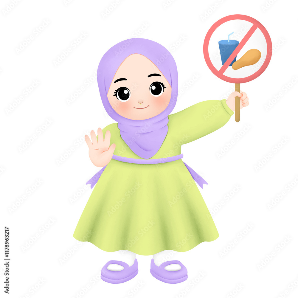 happy muslim girl ramadhan in watercolor illustration happy muslim girl ramadhan in watercolor illustration